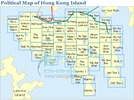 Detailed map of hong kong island