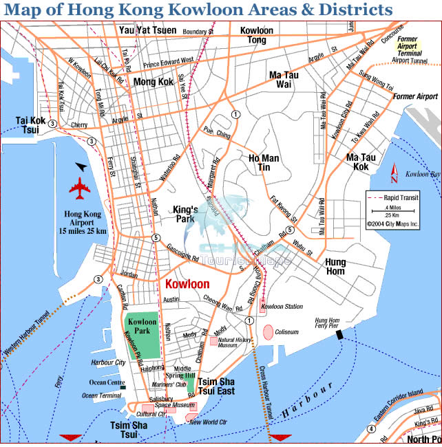 Map of kowloon areas and districts