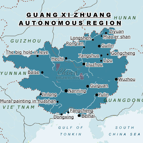 Map of Guangxi Zhuang Aut. Region